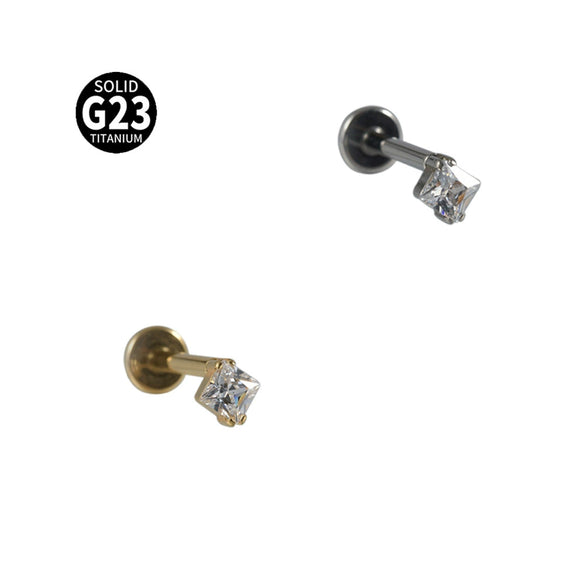 Titanium Alloy Clawshaped Marquise Flower Zircon Earrings And Rhombus Lip Rings With Electroplating Leaves Diamond Square Pattern Simple Style Unisex