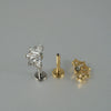 Titanium Alloy Clawshaped Marquise Flower Zircon Earrings And Rhombus Lip Rings With Electroplating Leaves Diamond Square Pattern Simple Style Unisex
