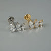 Titanium Alloy Clawshaped Marquise Flower Zircon Earrings And Rhombus Lip Rings With Electroplating Leaves Diamond Square Pattern Simple Style Unisex