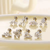 Titanium Alloy Flower Pattern Electroplated Women's Cartilage Puncture Earrings
