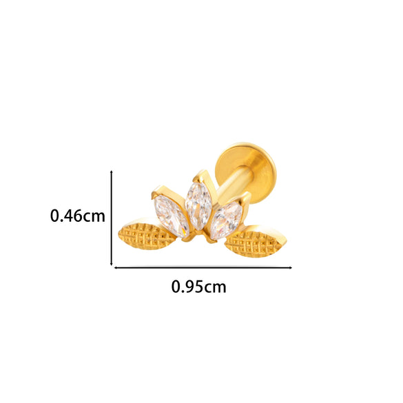 Titanium Alloy Flower Pattern Electroplated Women's Cartilage Puncture Earrings