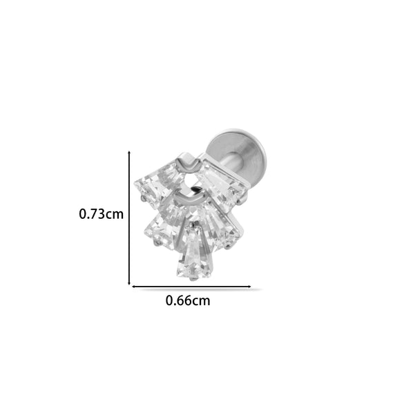 Titanium Alloy Flower Pattern Electroplated Women's Cartilage Puncture Earrings