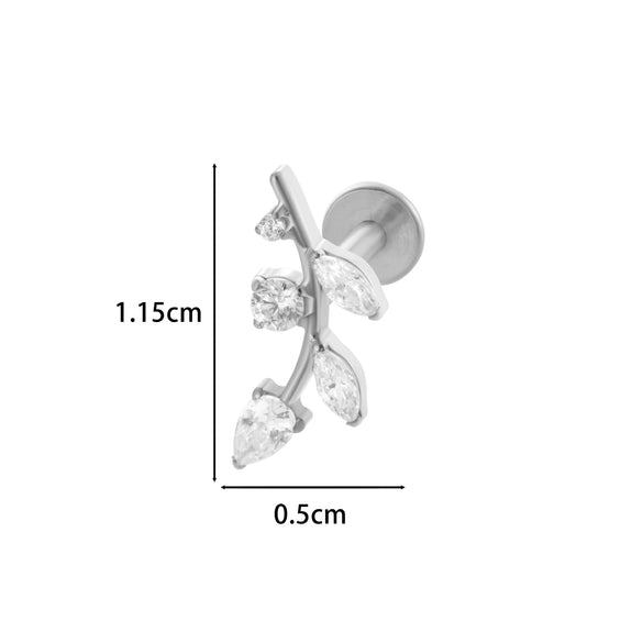 Titanium Alloy Flower Pattern Electroplated Women's Cartilage Puncture Earrings