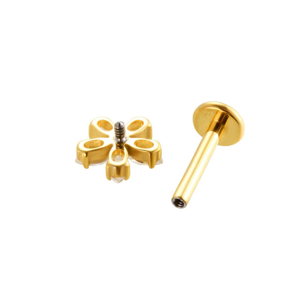 Titanium Alloy Flower Pattern Electroplated Women's Piercing Ear Nails