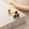 Titanium Alloy Geometric Flowershaped Inlaid Zircons Pushpin Lip Nail Rod Cartilage Piercing Earrings For Women Electroplated
