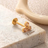 Titanium Alloy Geometric Flowershaped Inlaid Zircons Pushpin Lip Nail Rod Cartilage Piercing Earrings For Women Electroplated