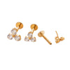 Titanium Alloy Geometric Flowershaped Inlaid Zircons Pushpin Lip Nail Rod Cartilage Piercing Earrings For Women Electroplated