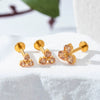 Titanium Alloy Geometric Flowershaped Inlaid Zircons Pushpin Lip Nail Rod Cartilage Piercing Earrings For Women Electroplated