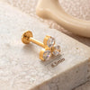 Titanium Alloy Geometric Flowershaped Inlaid Zircons Pushpin Lip Nail Rod Cartilage Piercing Earrings For Women Electroplated