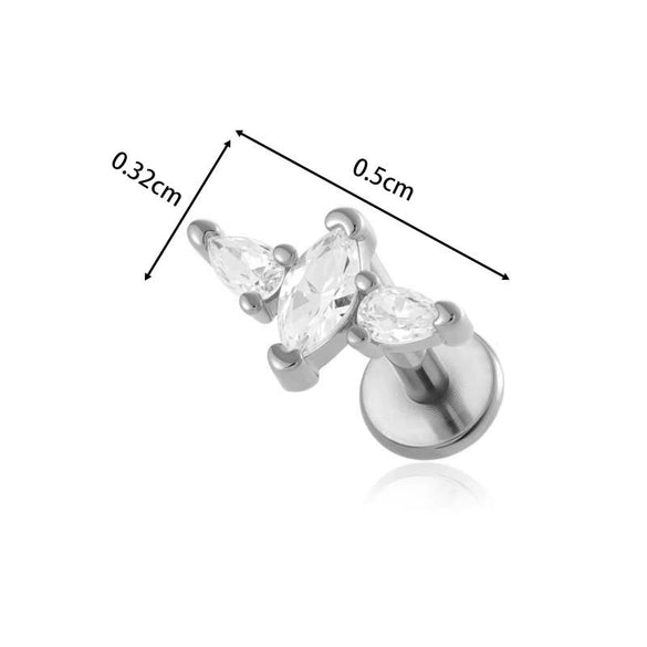 Titanium Alloy Geometric Heart Earrings Lip Nail Piercing Jewelry Copper Inlaid Zircon Electroplated