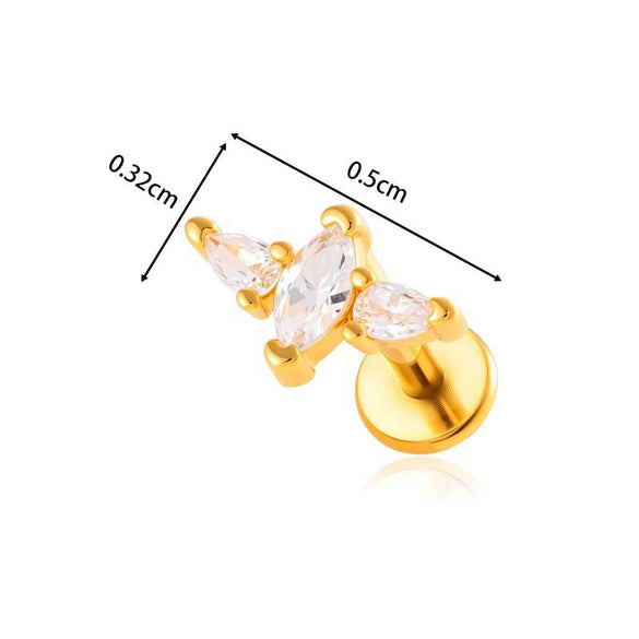 Titanium Alloy Geometric Heart Earrings Lip Nail Piercing Jewelry Copper Inlaid Zircon Electroplated