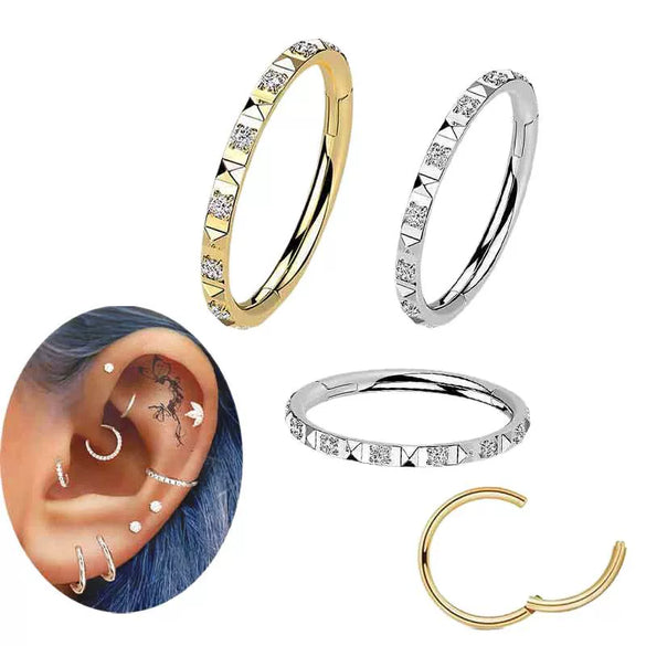 Titanium Alloy Geometric Jewelry With Diamonds Lip Ring Nose Ring Tongue Nail Ear Bone Ring