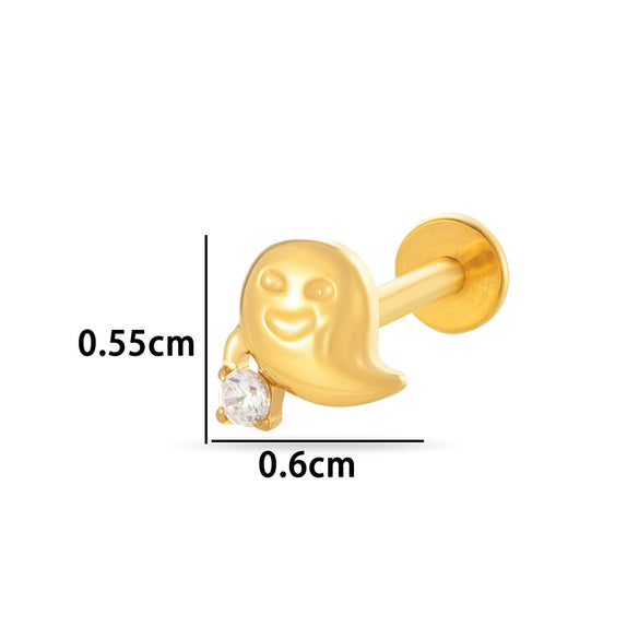 Titanium Alloy Geometric Love Butterfly Inner Teeth Screw Flat Bottom Rod Lip Nail Ear Bone Nail Puncture Jewelry Electroplated