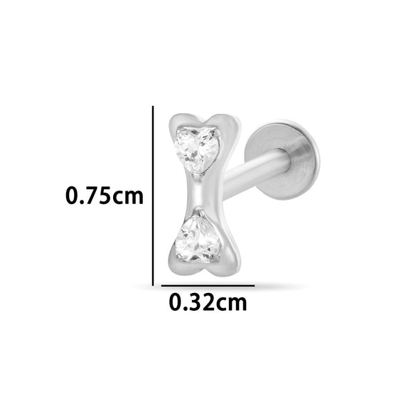 Titanium Alloy Geometric Love Butterfly Inner Teeth Screw Flat Bottom Rod Lip Nail Ear Bone Nail Puncture Jewelry Electroplated