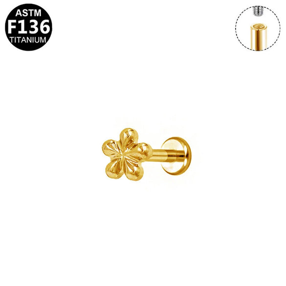 Titanium Alloy Geometric Mini Flower Inner Tooth Piercing Earrings Electroplated Jewelry Unisex