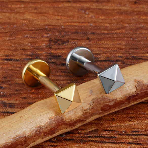 Titanium Alloy Geometric Mini Flower Inner Tooth Piercing Earrings Electroplated Jewelry Unisex