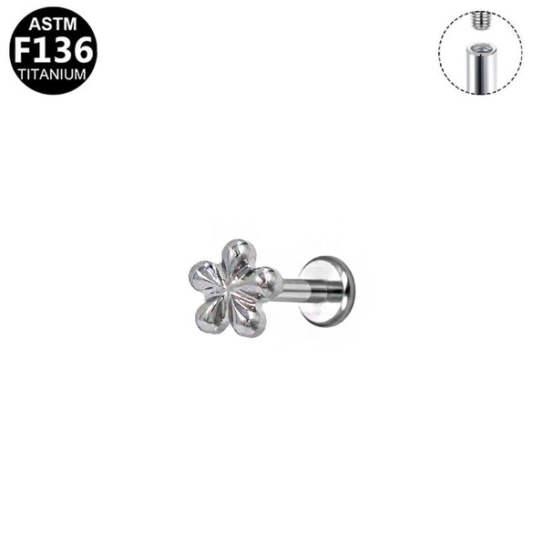 Titanium Alloy Geometric Mini Flower Inner Tooth Piercing Earrings Electroplated Jewelry Unisex