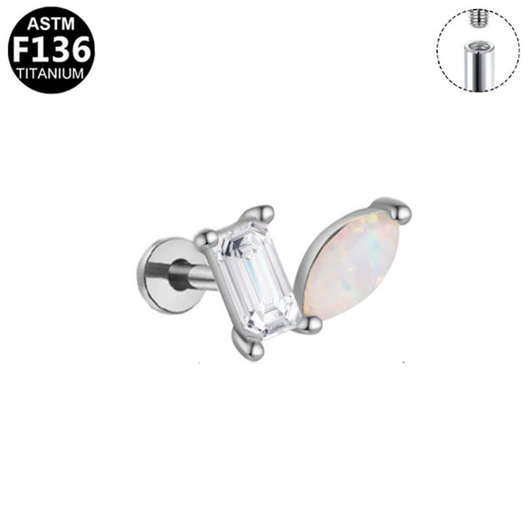Titanium Alloy Geometric Style Electroplated Unisex Fashion Opal Lip Earrings