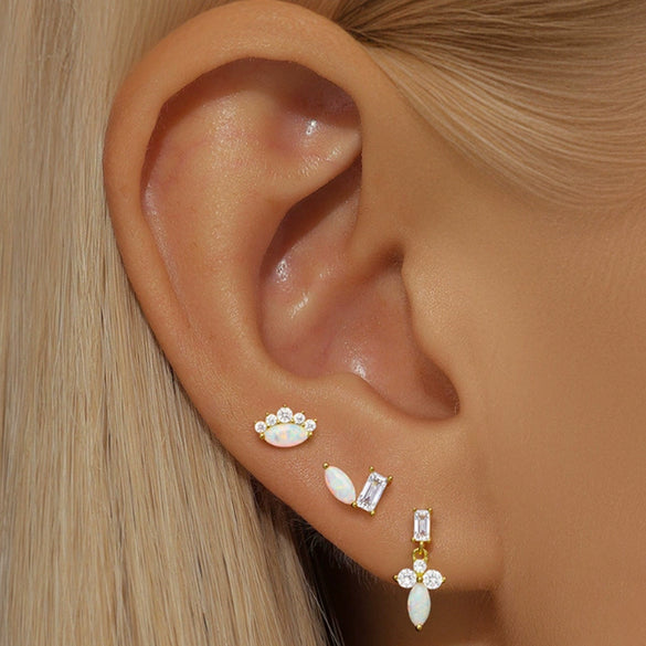 Titanium Alloy Geometric Style Electroplated Unisex Fashion Opal Lip Earrings