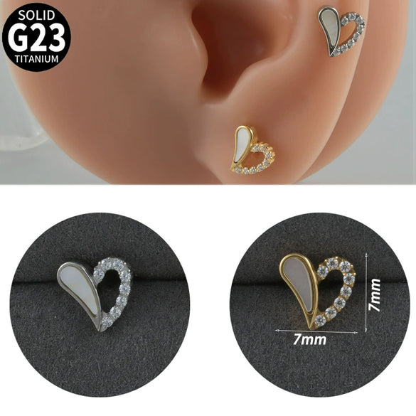 Titanium Alloy Geometric Tshaped Inlaid Zircon Lip Nail And Ear Bone Nail Puncture Jewelry With Electroplating