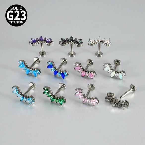 Titanium Alloy Geometric Zircon Earrings And Lip Nails Piercing Jewelry