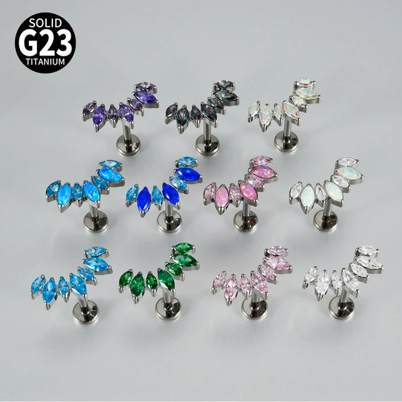 Titanium Alloy Geometric Zircon Earrings And Lip Nails Piercing Jewelry