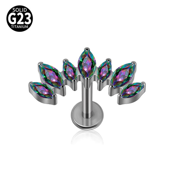Titanium Alloy Geometric Zircon Earrings And Lip Nails Piercing Jewelry
