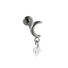 Titanium Alloy Heartshaped Lip Piercing Decoration With Moon Chain And Zirconium Plating Fashion Style
