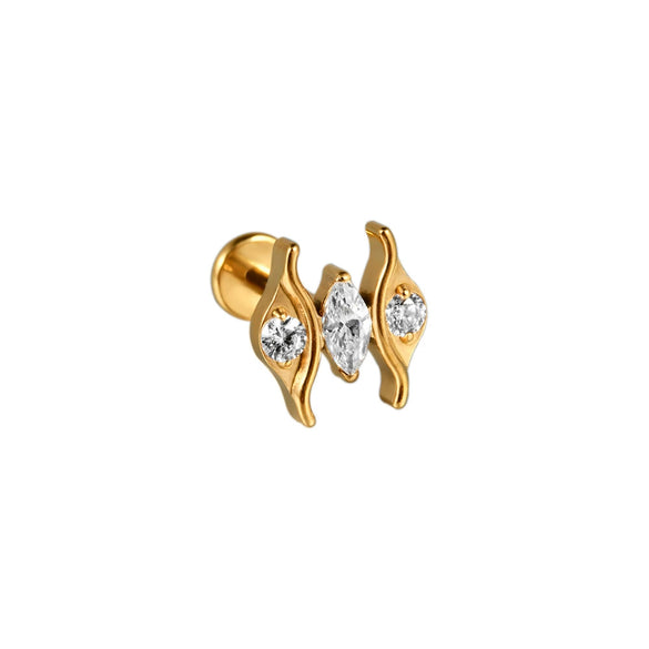Titanium Alloy Heartshaped Lip Piercing Decoration With Moon Chain And Zirconium Plating Fashion Style