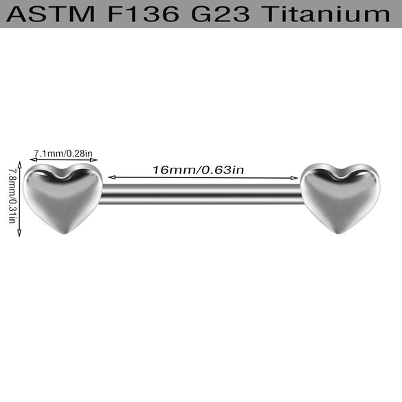 Titanium Alloy Heartshaped Pintype Nipple Ring Electroplated Piercing Jewelry
