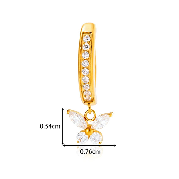 Titanium Alloy Inlaid Zircon Insect Shaped Butterfly Pendant Abdominal Piercing Jewelry For Women