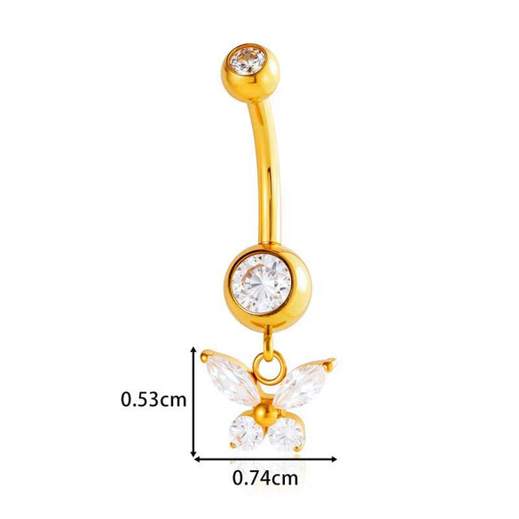Titanium Alloy Inlaid Zirconium Flower Butterfly Pendant Navel Nail Women's Abdominal Piercing Jewelry