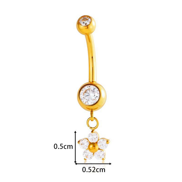 Titanium Alloy Inlaid Zirconium Flower Butterfly Pendant Navel Nail Women's Abdominal Piercing Jewelry