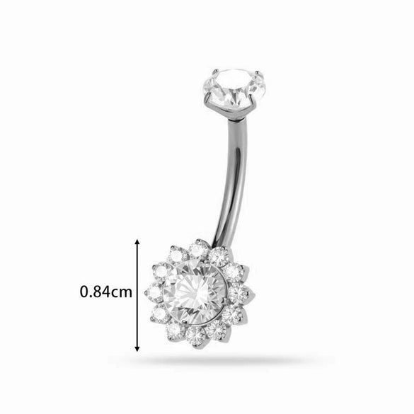 Titanium Alloy Inlaid Zirconium Flower Navel Nail Women's Fashion Abdominal Piercing Jewelry