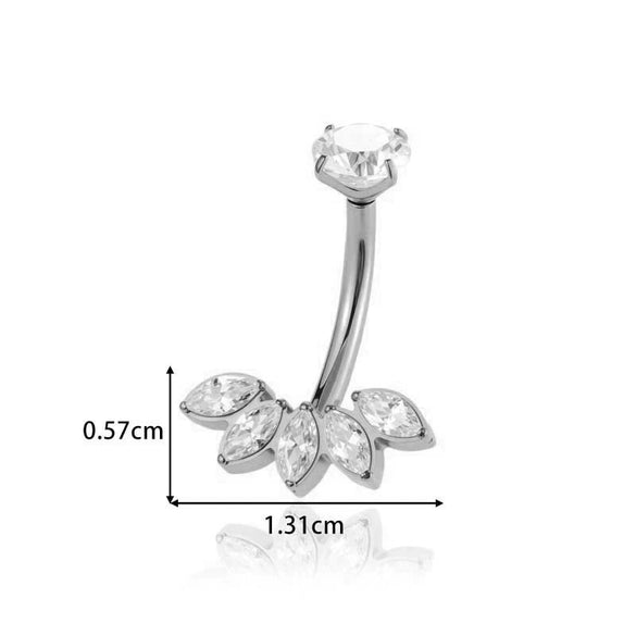 Titanium Alloy Inlaid Zirconium Flower Navel Nail Women's Fashion Abdominal Piercing Jewelry