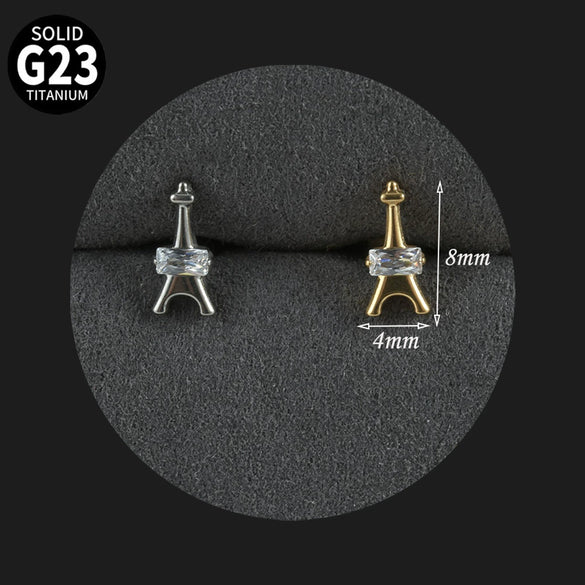 Titanium Alloy Inner Tooth Lip Nail Sunflower Deer Horn Zircon Lip Ring Tshaped Flat Bottom Ear Bone Nail Jewelry Electroplated