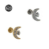 Titanium Alloy Lip Ring And Piercing Earrings With Flower Cross Arrow Pattern And Electroplating Treatment