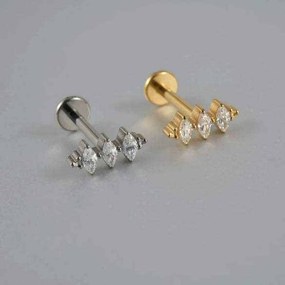 Titanium Alloy Love Water Drop Puncture Earrings With Heart Shape And Inlaid Zircon Electroplated