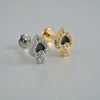 Titanium Alloy Love Water Drop Puncture Earrings With Heart Shape And Inlaid Zircon Electroplated