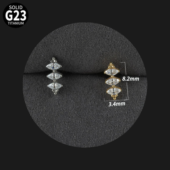 Titanium Alloy Love Water Drop Puncture Earrings With Heart Shape And Inlaid Zircon Electroplated