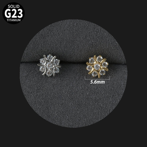 Titanium Alloy Love Water Drop Puncture Earrings With Heart Shape And Inlaid Zircon Electroplated