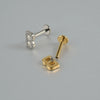 Titanium Alloy Love Water Drop Puncture Earrings With Heart Shape And Inlaid Zircon Electroplated