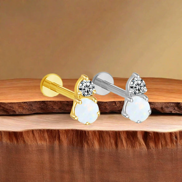 Titanium Alloy Opal Geometric Unisex Electroplated Cartilage Earrings And Lip Nails