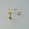 Titanium Alloy Piercing Earrings With Water Drop Rhombus Heart Crown Shape Inlaid Zircon And Electroplating Treatment