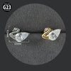 Titanium Alloy Piercing Earrings With Water Drop Rhombus Heart Crown Shape Inlaid Zircon And Electroplating Treatment