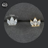 Titanium Alloy Piercing Earrings With Water Drop Rhombus Heart Crown Shape Inlaid Zircon And Electroplating Treatment