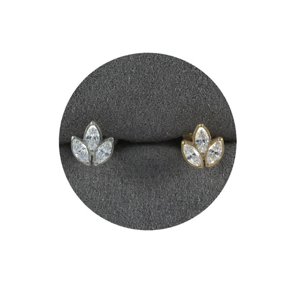 Titanium Alloy Piercing Earrings With Water Drop Rhombus Heart Crown Shape Inlaid Zircon And Electroplating Treatment
