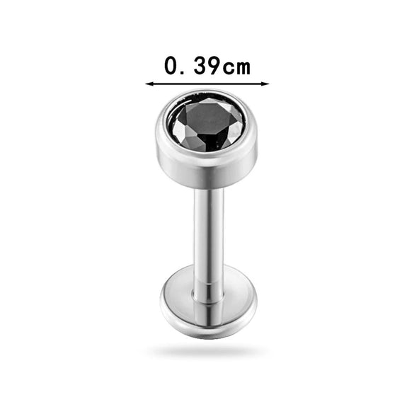 Titanium Alloy Piercing Jewelry Geometric Style Electroplated With Blue Zircon For Unisex
