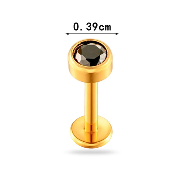 Titanium Alloy Piercing Jewelry Geometric Style Electroplated With Blue Zircon For Unisex