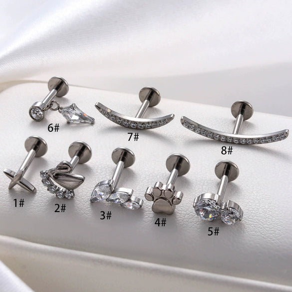 Titanium Alloy Women's Flowerinlaid Electroplated Earring